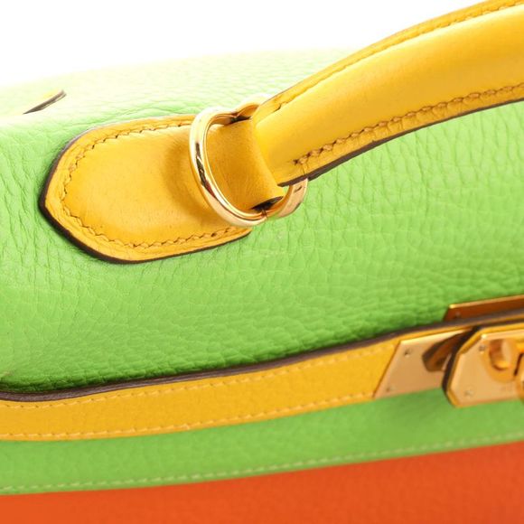 Hermes Kelly Handbag Tricolor Clemence with Gold Hardware 32 Multicolor - Picture 9 of 10